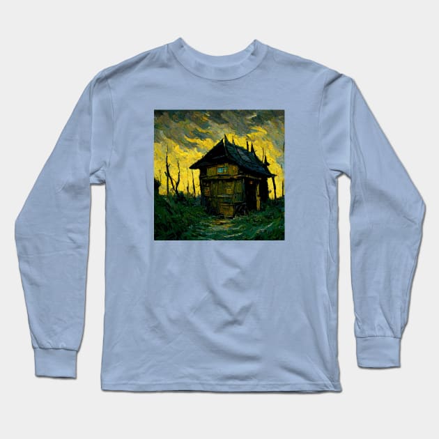 Starry Night Above The Shrieking Shack Long Sleeve T-Shirt by Grassroots Green